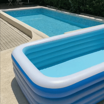 PISCINE GONFLABLE FAMILIALE - Dimensions (3 m de long, 1,80 m de large, 0,56 m de profondeur) + POMPES + BALLES