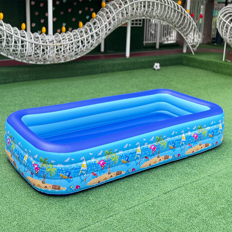 PISCINE GONFLABLE FAMILIALE - Dimensions (3 m de long, 1,80 m de large, 0,56 m de profondeur) + POMPES + BALLES